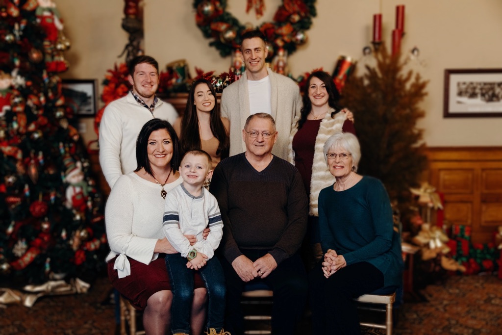 Chad and Stephanie's family, three generations together at Christmas